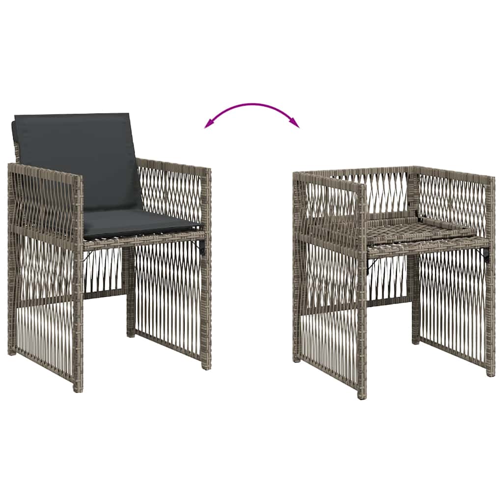Gartenstühle mit Kissen 4 Stk. Grau Poly Rattan