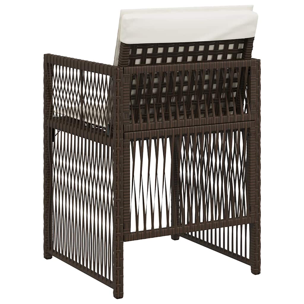 Gartenstühle mit Kissen 4 Stk. Braun Poly Rattan