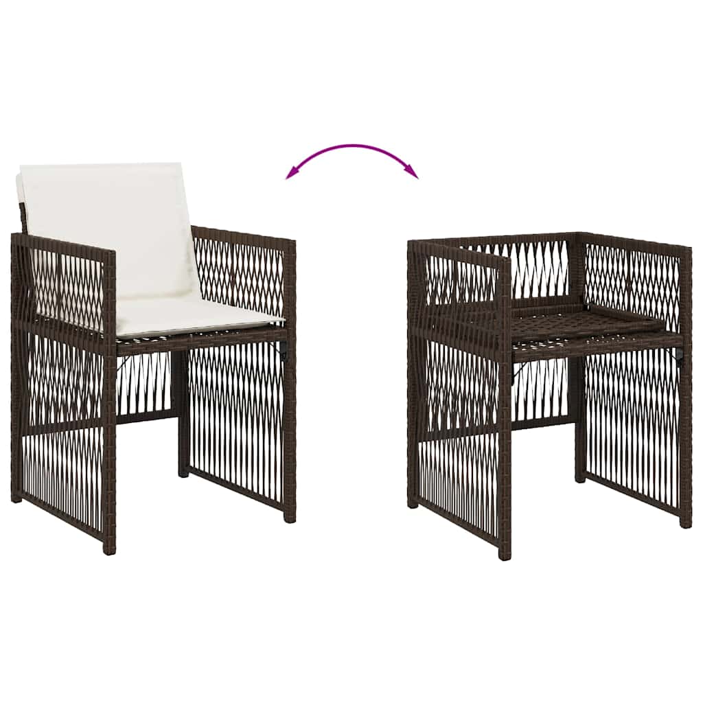 Gartenstühle mit Kissen 4 Stk. Braun Poly Rattan