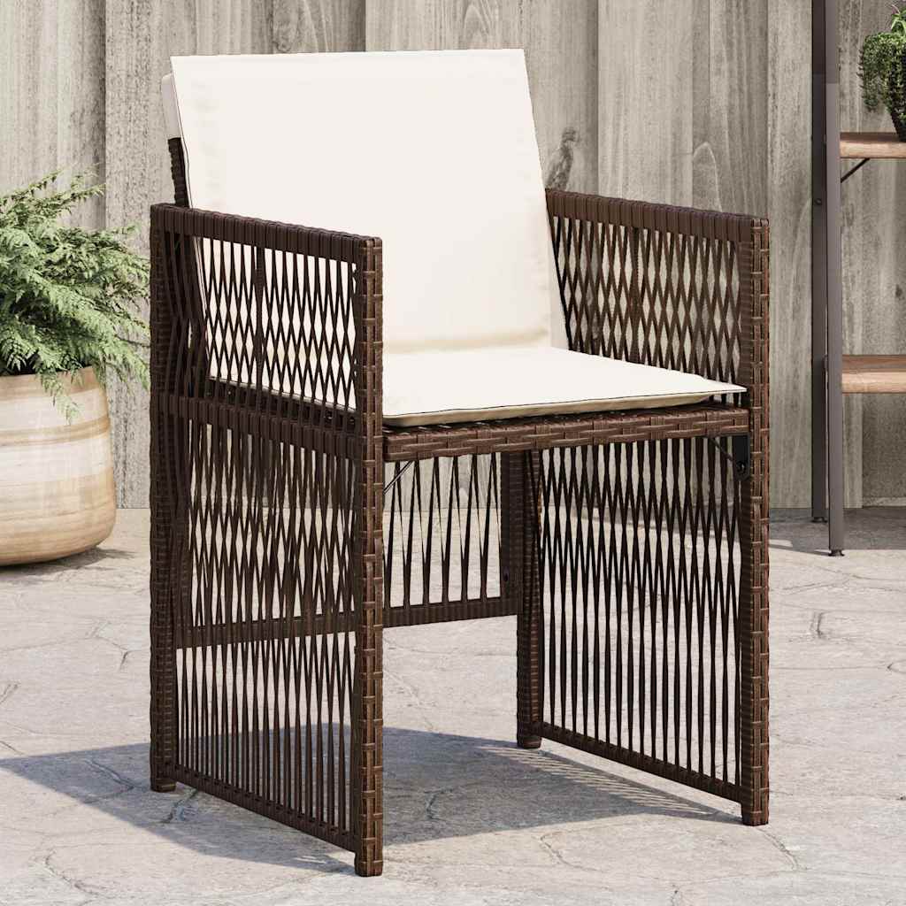 Gartenstühle mit Kissen 4 Stk. Braun Poly Rattan