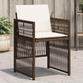 Gartenstühle mit Kissen 4 Stk. Braun Poly Rattan
