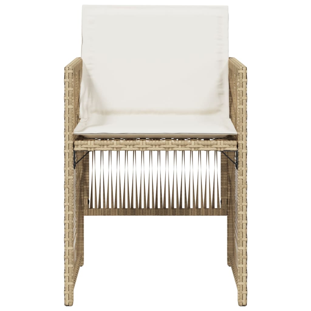 Gartenstühle mit Kissen 4 Stk. Beige Poly Rattan