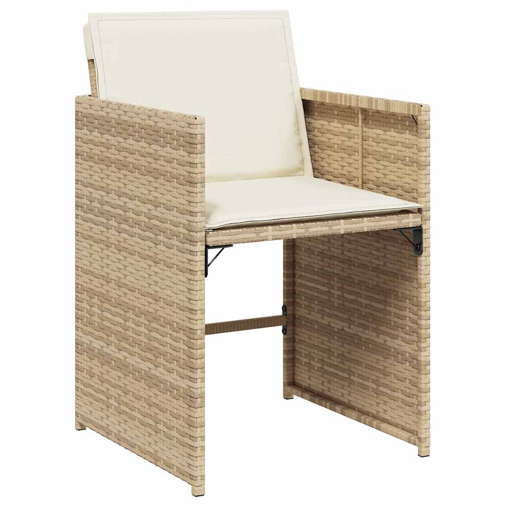 Gartenstühle mit Kissen 4 Stk. Beige Poly Rattan