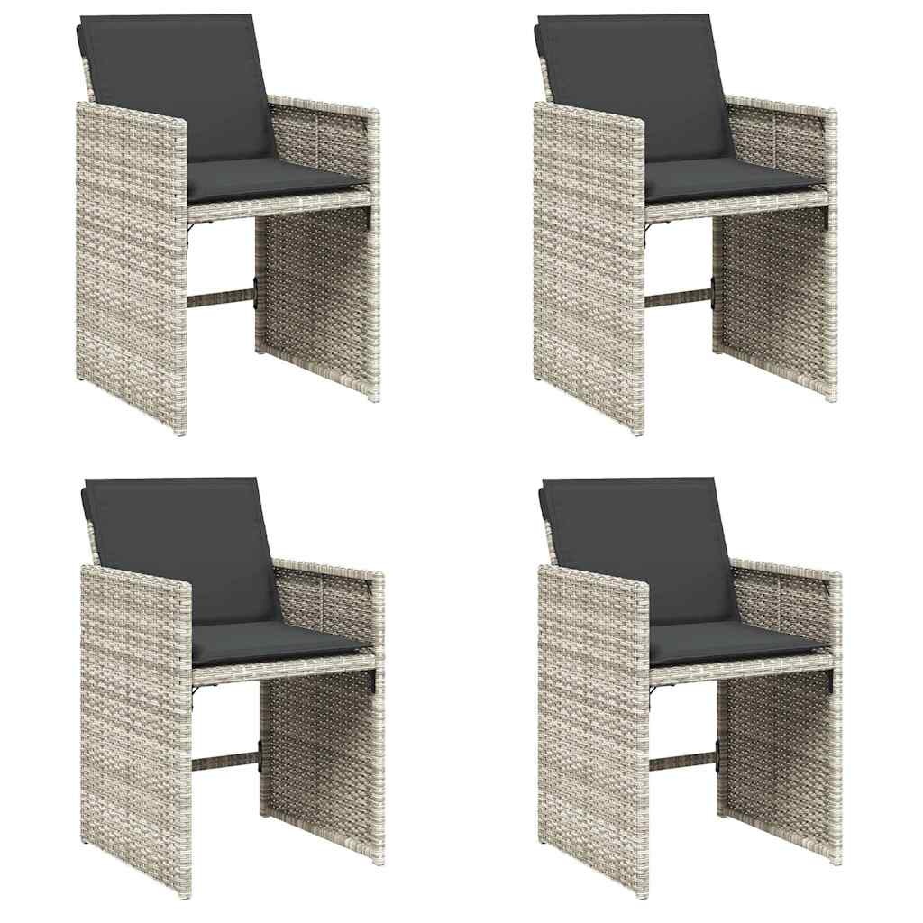 Gartenstühle mit Kissen 4 Stk. Hellgrau Poly Rattan