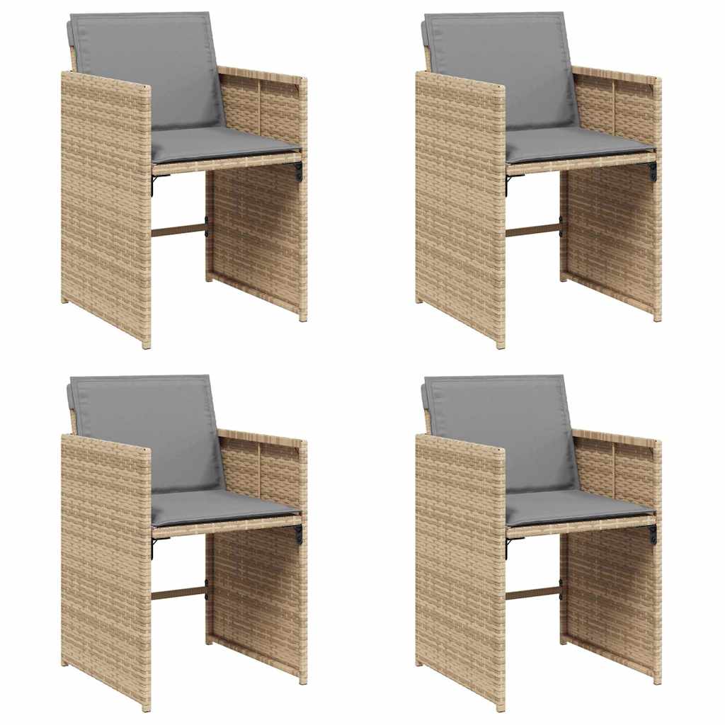 Gartenstühle mit Kissen 4 Stk. Beigemischung Poly Rattan