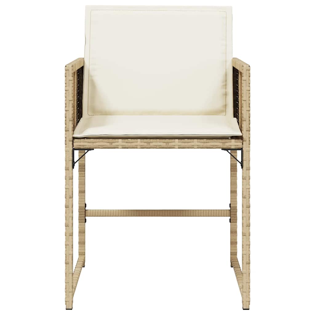 Gartenstühle mit Kissen 4 Stk. Beige Poly Rattan