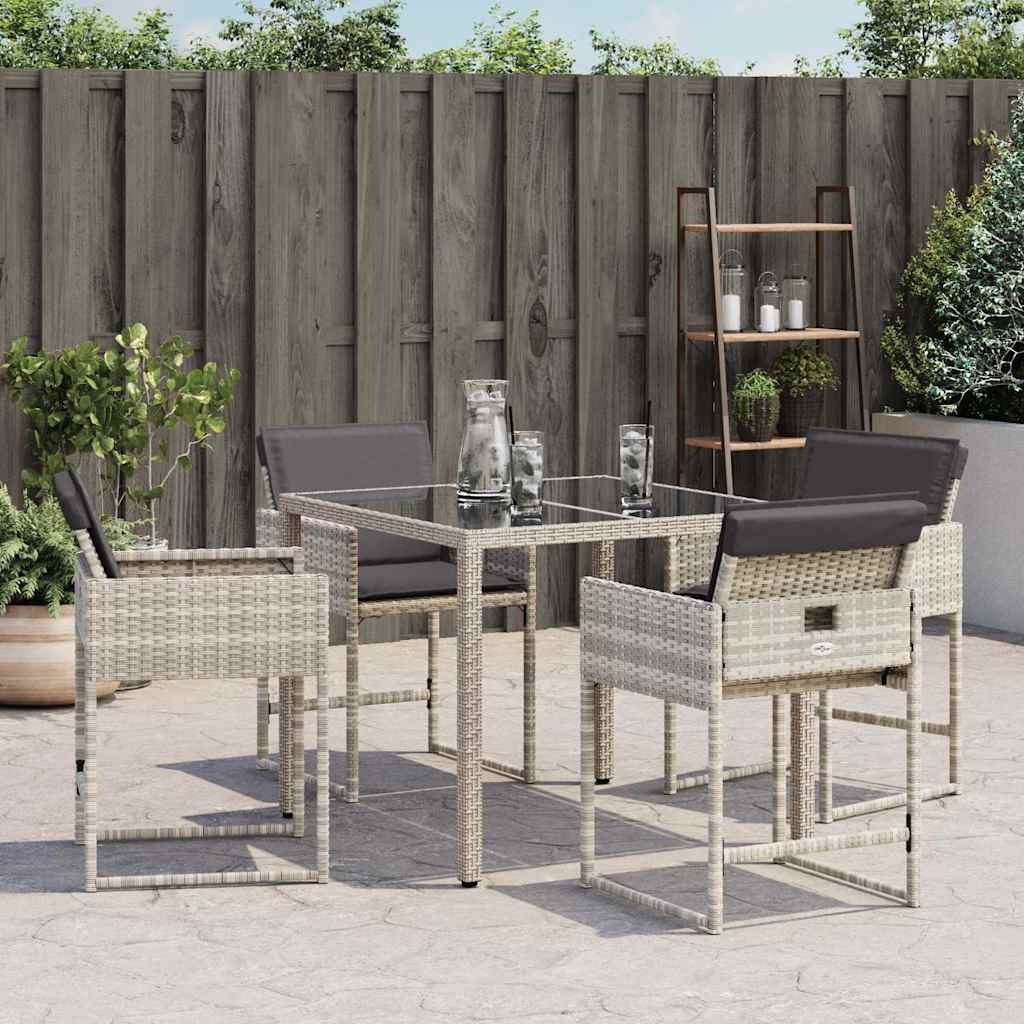 Gartenstühle mit Kissen 4 Stk. Hellgrau Poly Rattan