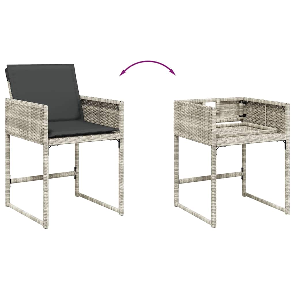 Gartenstühle mit Kissen 4 Stk. Hellgrau Poly Rattan