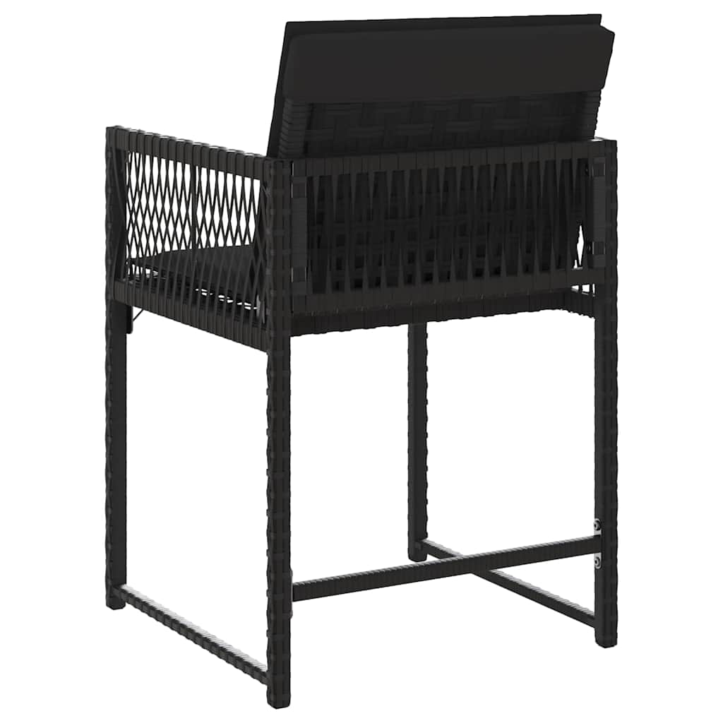 Gartenstühle mit Kissen 4 Stk. Schwarz Poly Rattan