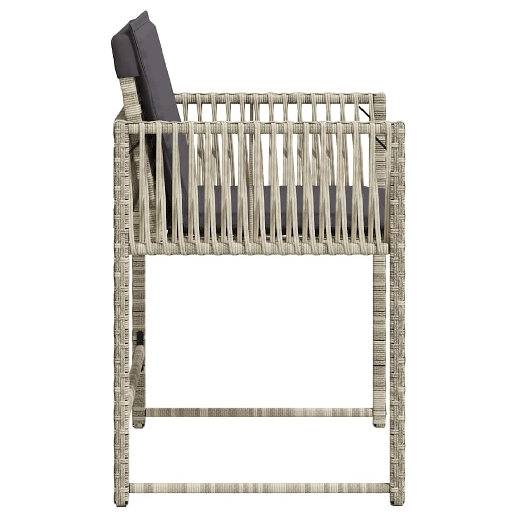 Gartenstühle mit Kissen 4 Stk. Hellgrau Poly Rattan