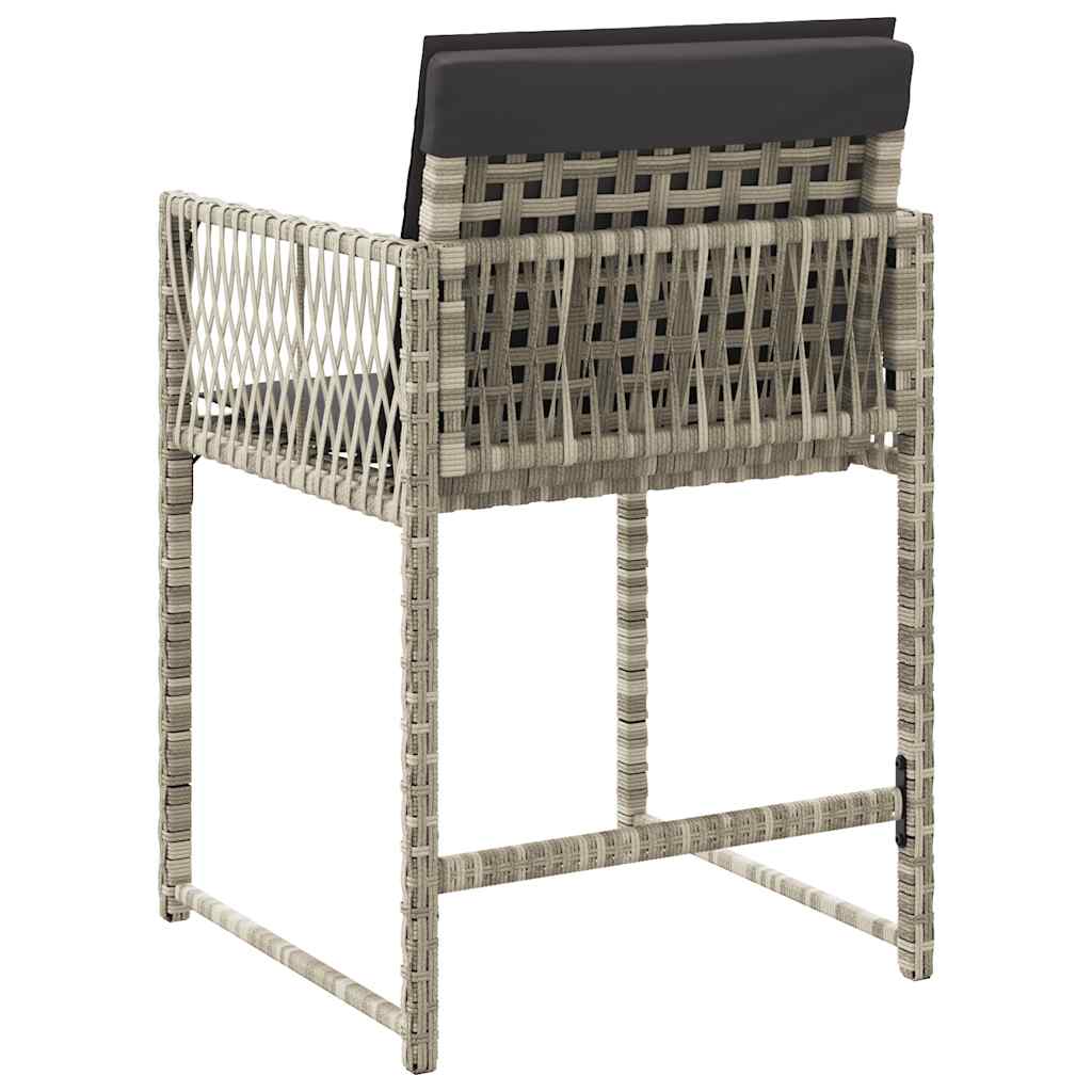 Gartenstühle mit Kissen 4 Stk. Hellgrau Poly Rattan