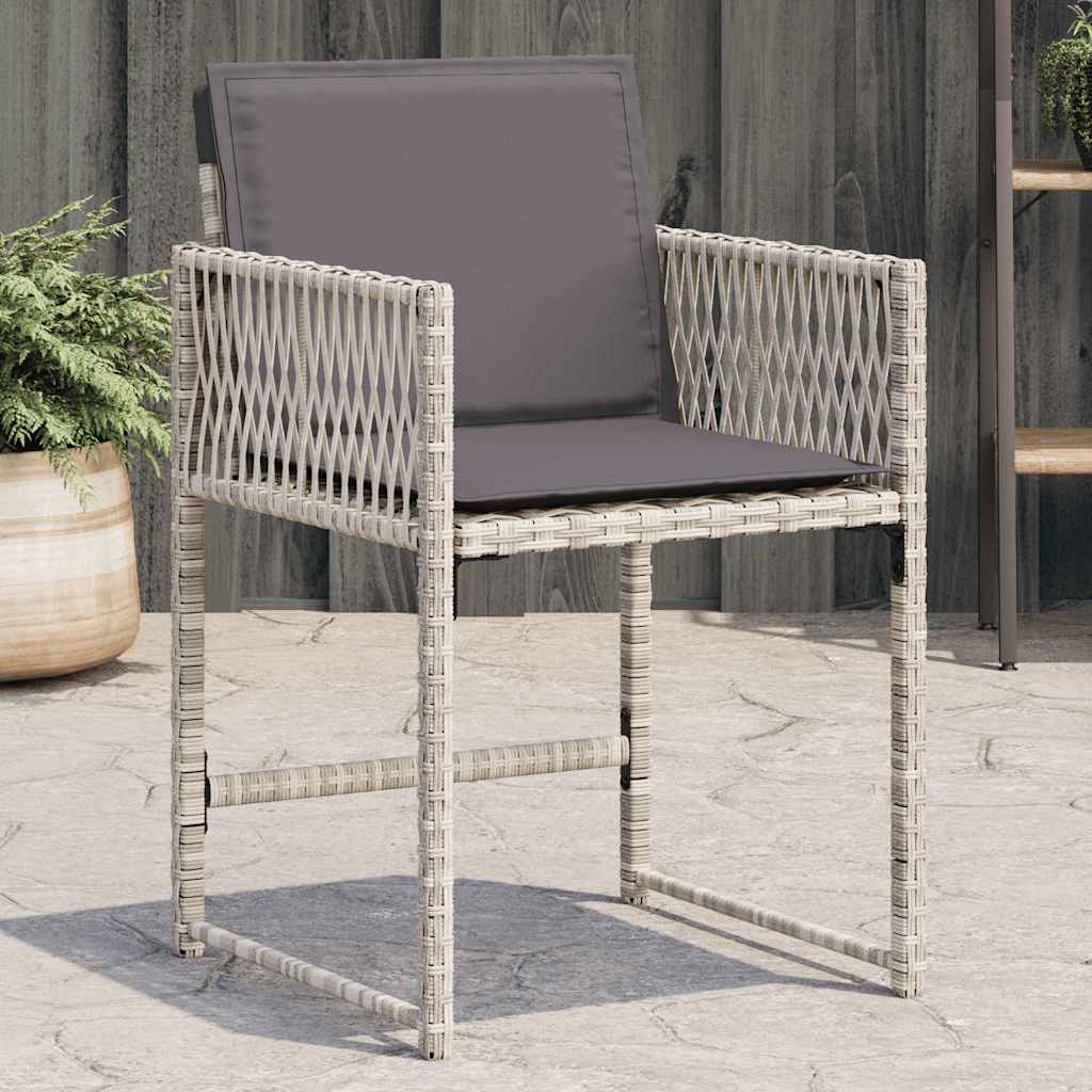 Gartenstühle mit Kissen 4 Stk. Hellgrau Poly Rattan