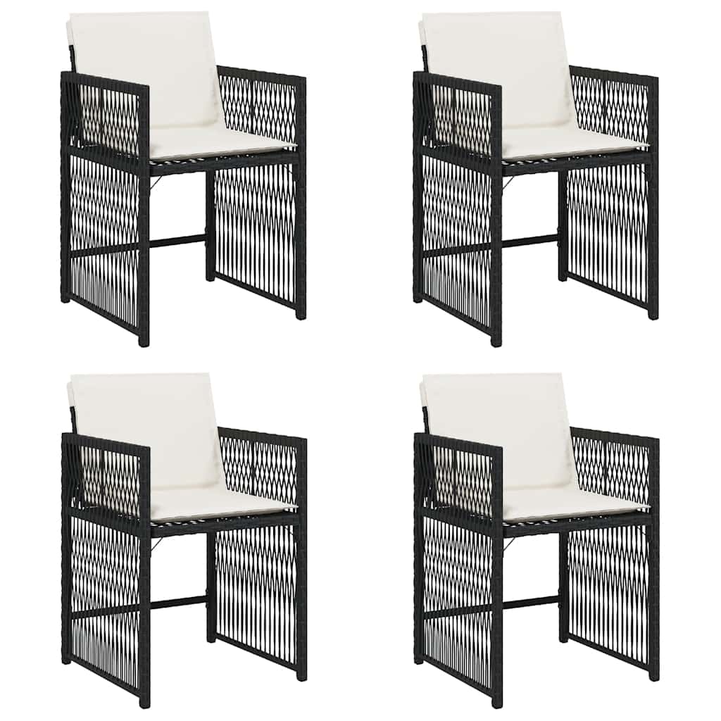 Gartenstühle mit Kissen 4 Stk. Schwarz Poly Rattan