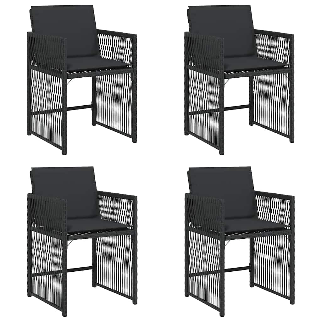 Gartenstühle mit Kissen 4 Stk. Schwarz Poly Rattan