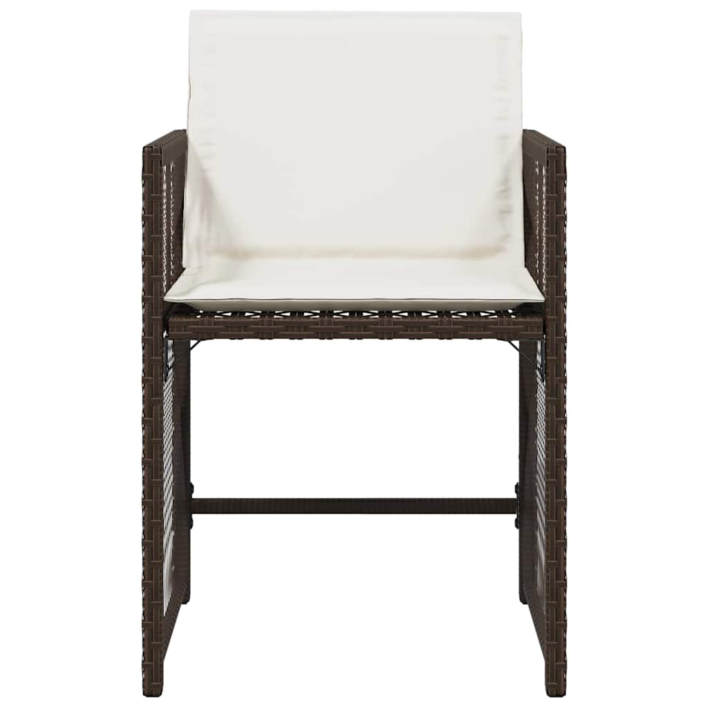 Gartenstühle mit Kissen 4 Stk. Braun Poly Rattan