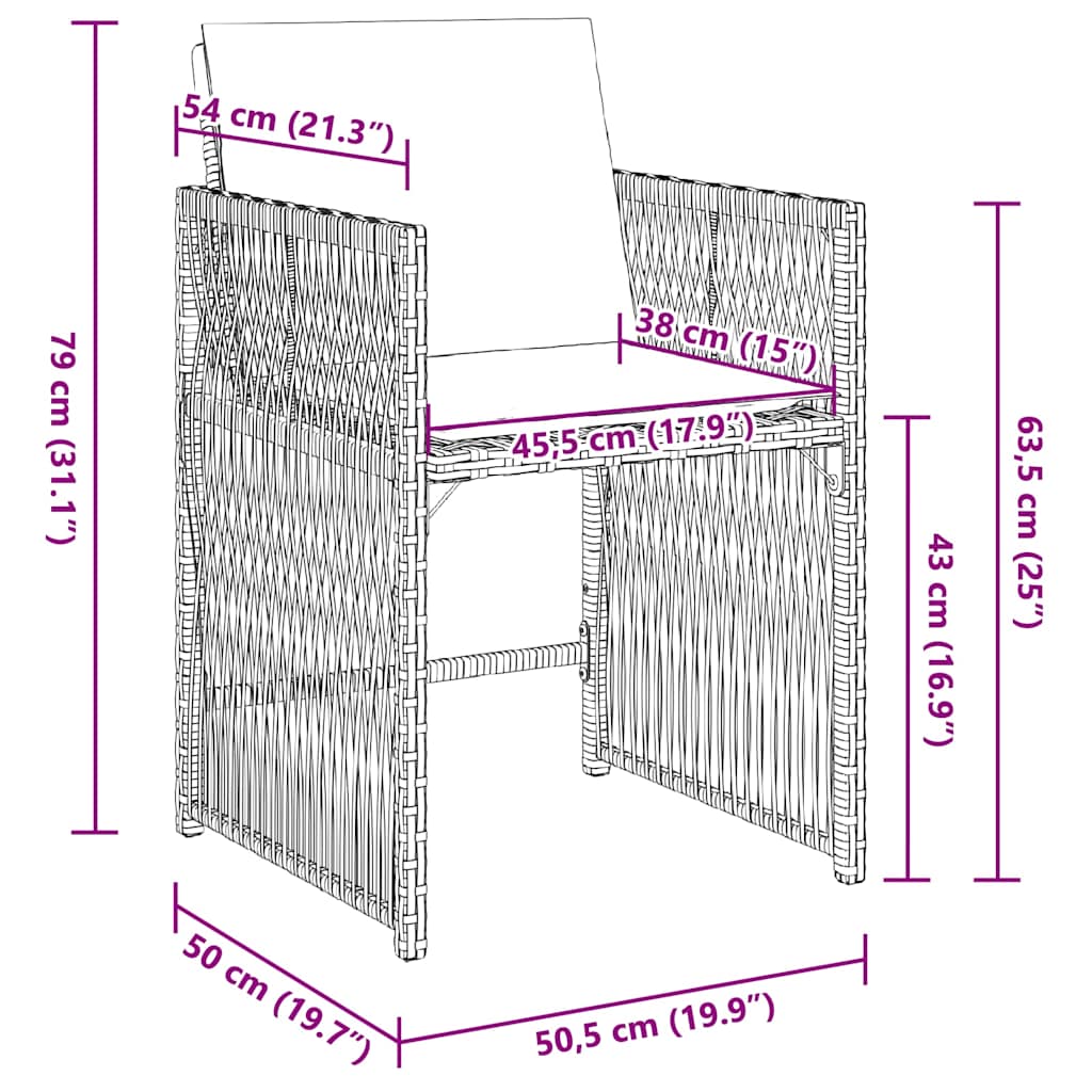 Gartenstühle mit Kissen 4 Stk. Braun Poly Rattan