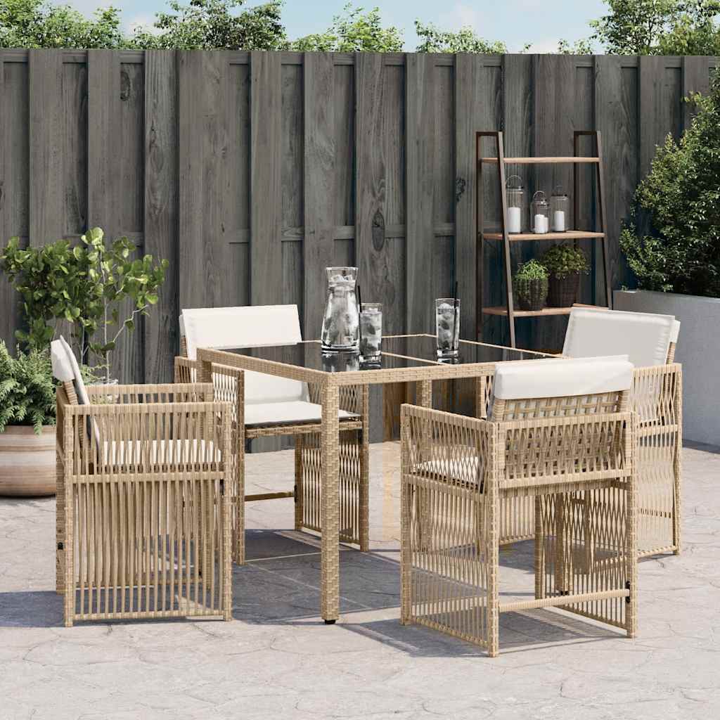 Gartenstühle mit Kissen 4 Stk. Beige Poly Rattan
