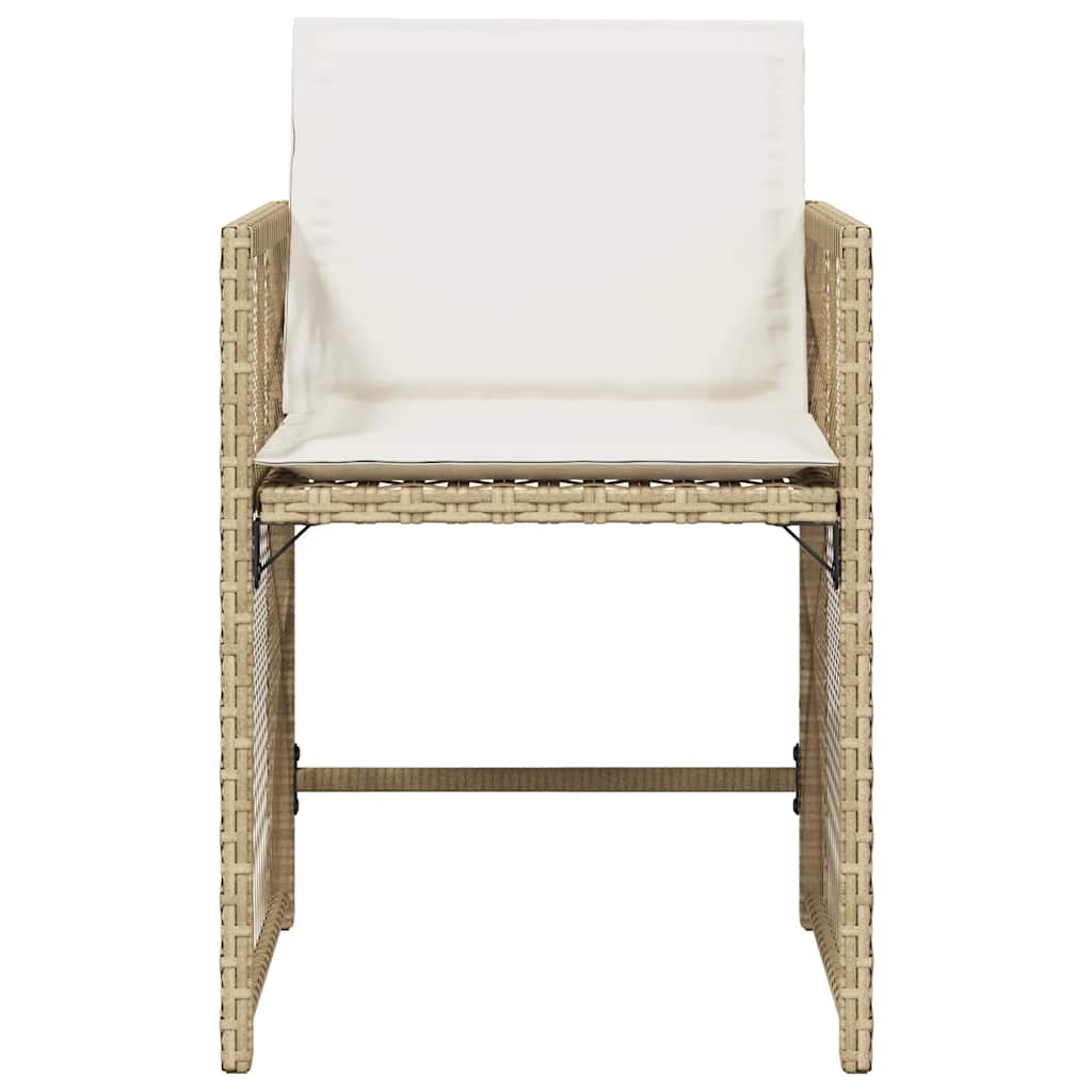 Gartenstühle mit Kissen 4 Stk. Beige Poly Rattan