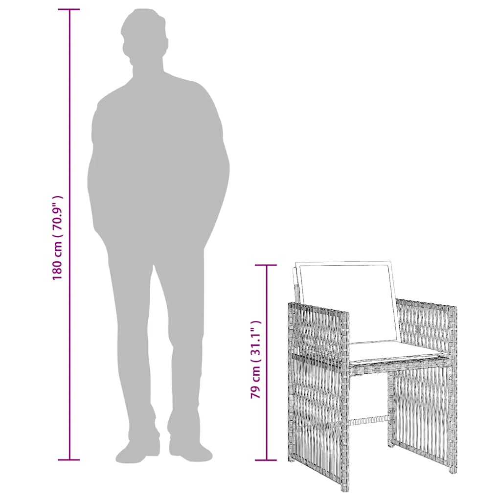 Gartenstühle mit Kissen 4 Stk. Hellgrau Poly Rattan
