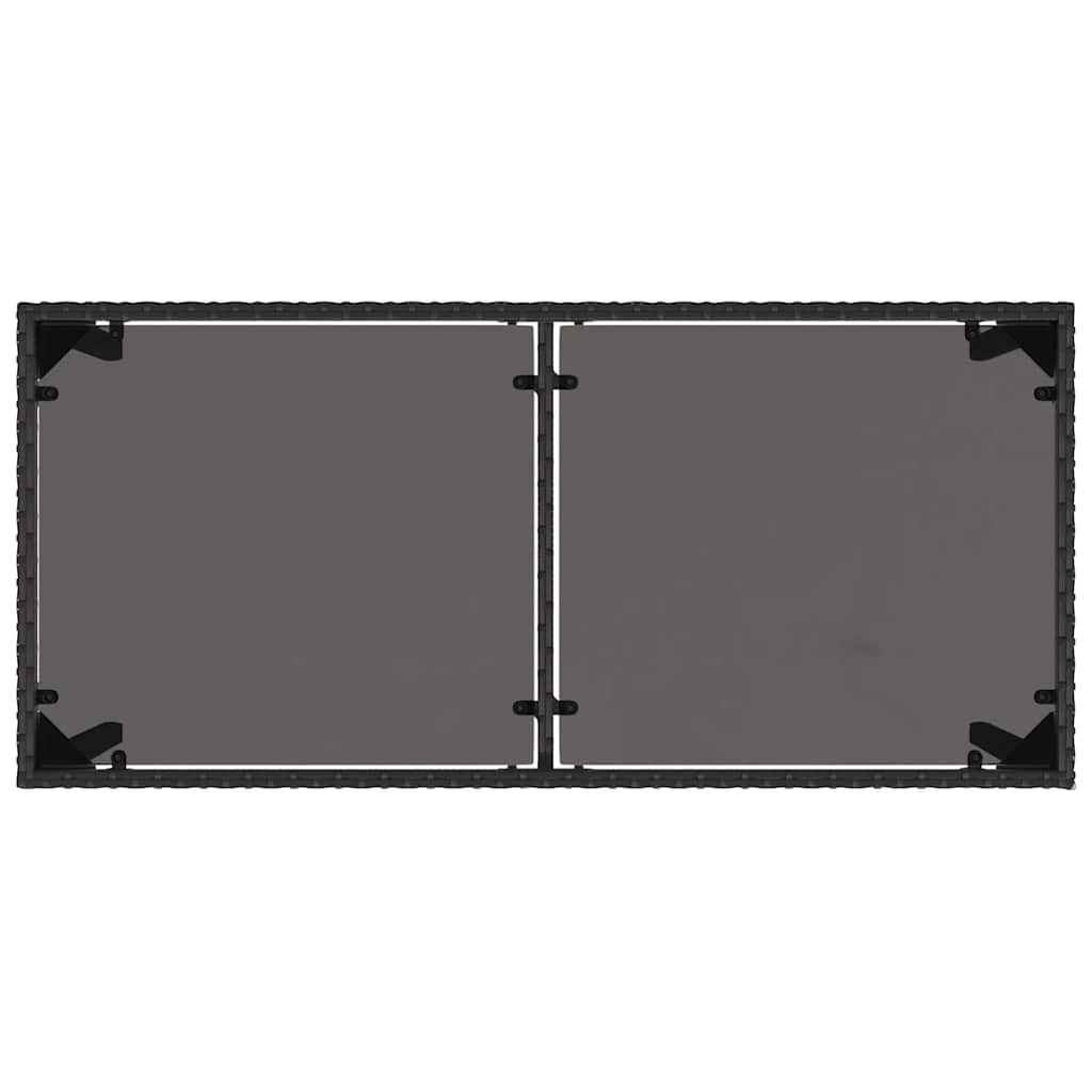 Gartentisch mit Glasplatte Schwarz 115x54x74 cm Poly Rattan
