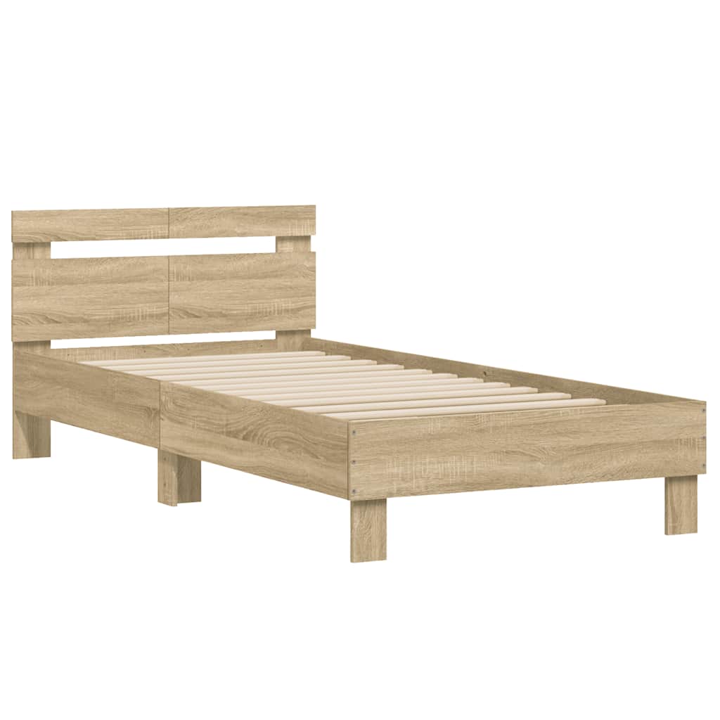 Bettgestell ohne Matratze mit Kopfteil Sonoma-Eiche 100x200 cm