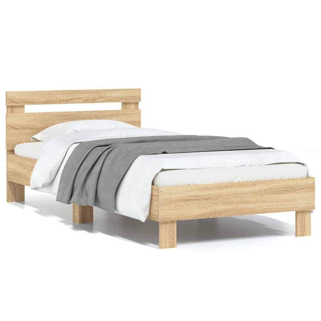 Bettgestell ohne Matratze mit Kopfteil Sonoma-Eiche 75x190 cm