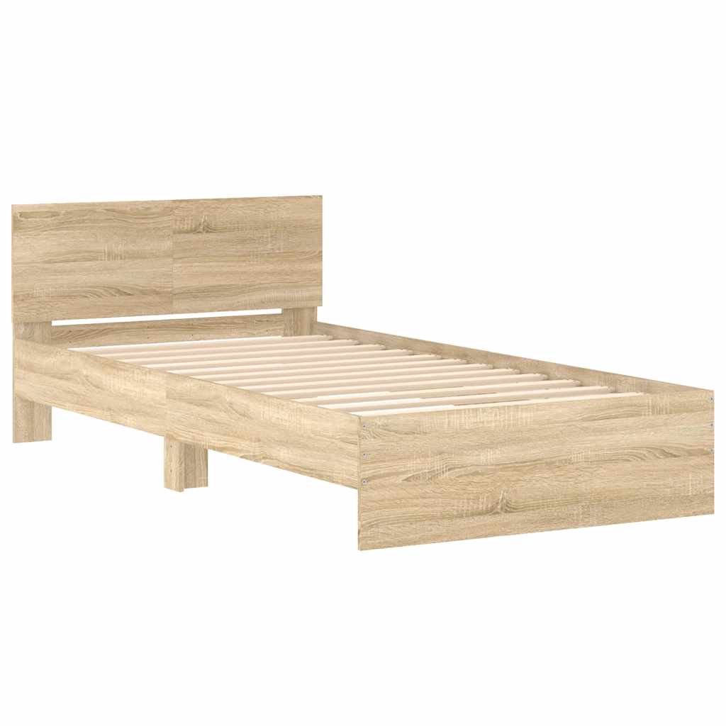 Bettgestell ohne Matratze mit Kopfteil Sonoma-Eiche 100x200 cm