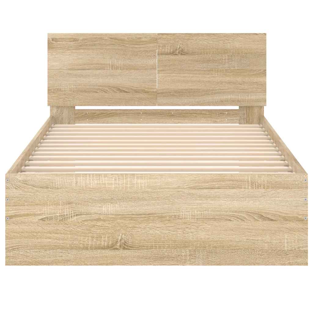 Bettgestell ohne Matratze mit Kopfteil Sonoma-Eiche 100x200 cm