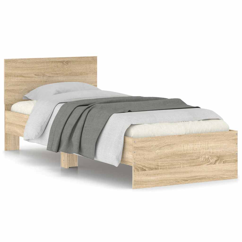 Bettgestell ohne Matratze mit Kopfteil Sonoma-Eiche 90x200 cm