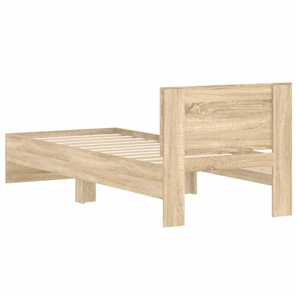Bettgestell ohne Matratze mit Kopfteil Sonoma-Eiche 90x200 cm