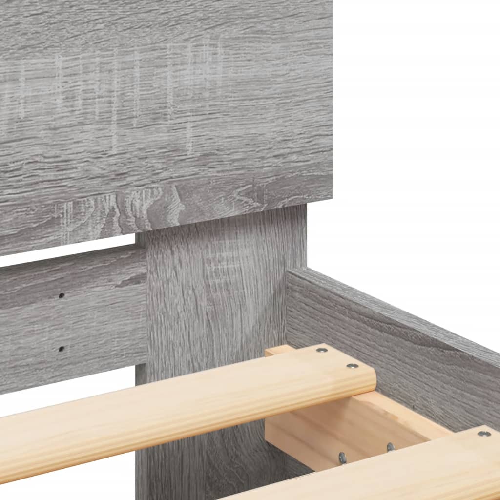 Bettgestell mit Kopfteil Grau Sonoma 90x190 cm Holzwerkstoff