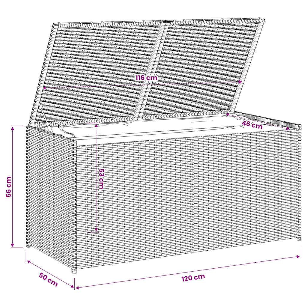 Gartentruhe Braun 283L Poly Rattan