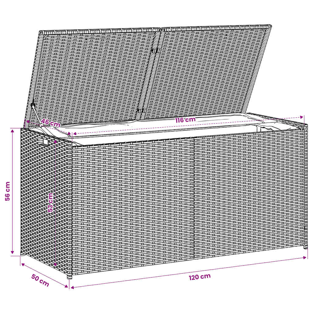 Gartentruhe Beige 283L Poly Rattan