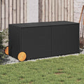 Gartentruhe mit Rollen Schwarz 283L Poly Rattan