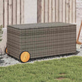 Gartentruhe mit Rollen Grau 190L Poly Rattan