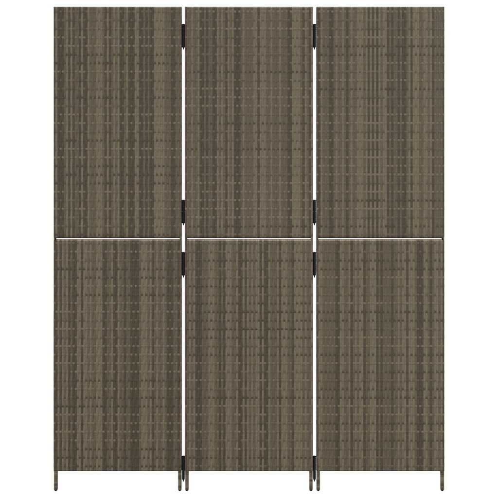 Paravent 3-tlg. Grau Poly Rattan