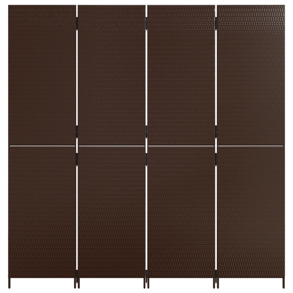 Paravent 4-tlg. Braun Poly Rattan