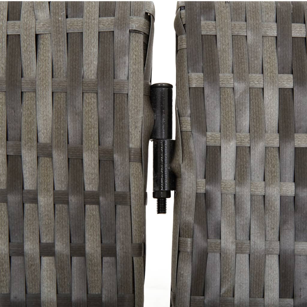 Paravent 5-tlg. Grau Poly Rattan