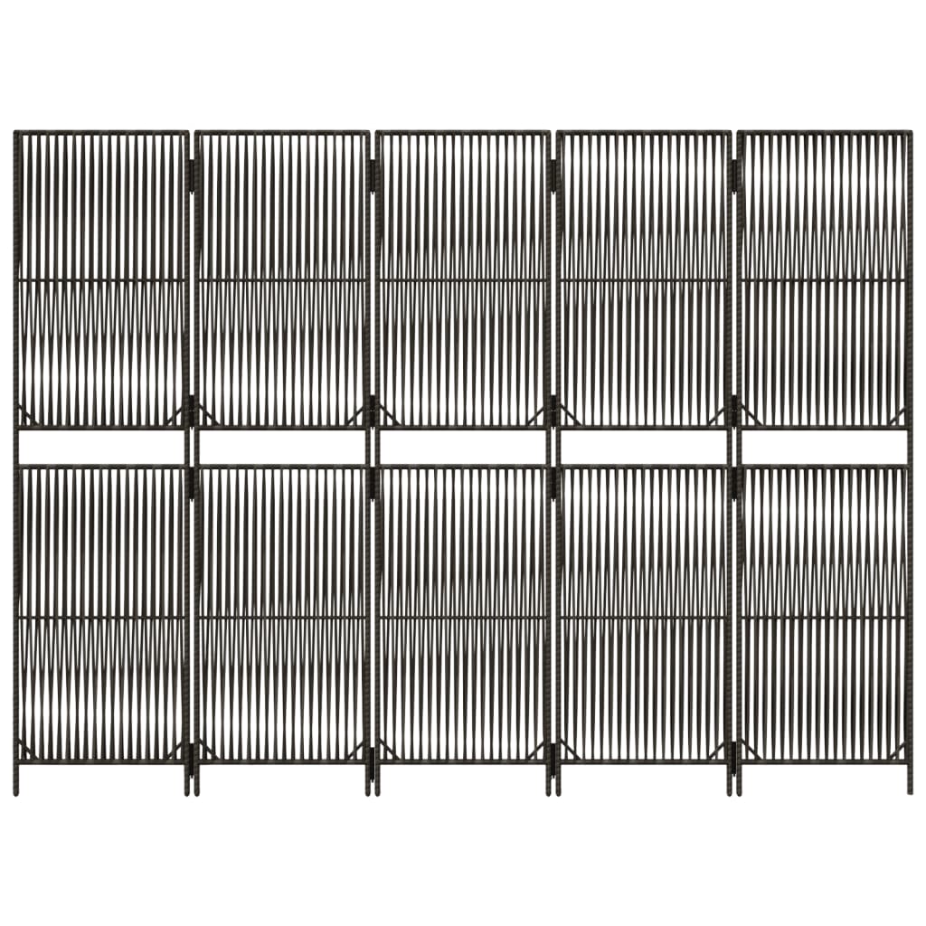 Paravent 5-tlg. Grau Poly Rattan
