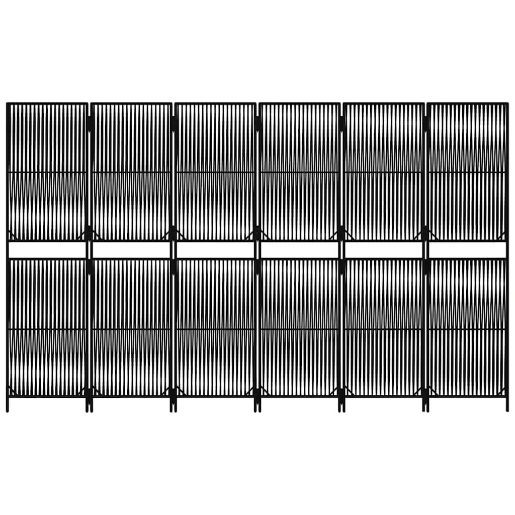 Paravent 6-tlg. Schwarz Poly Rattan