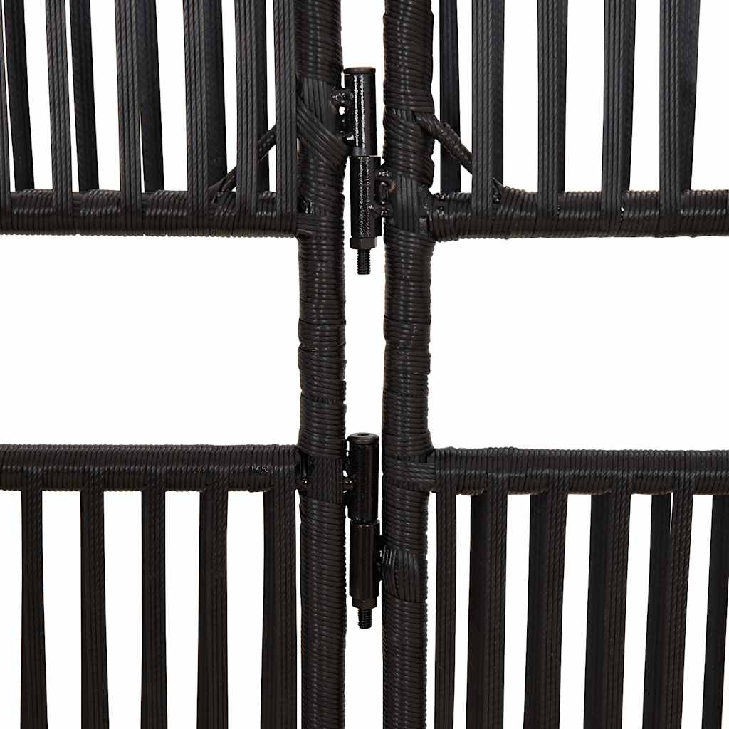 Paravent 6-tlg. Schwarz Poly Rattan