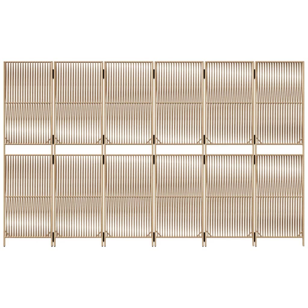 Paravent 6-tlg. Beige Poly Rattan