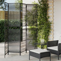 Paravent 4-tlg. Schwarz Poly Rattan
