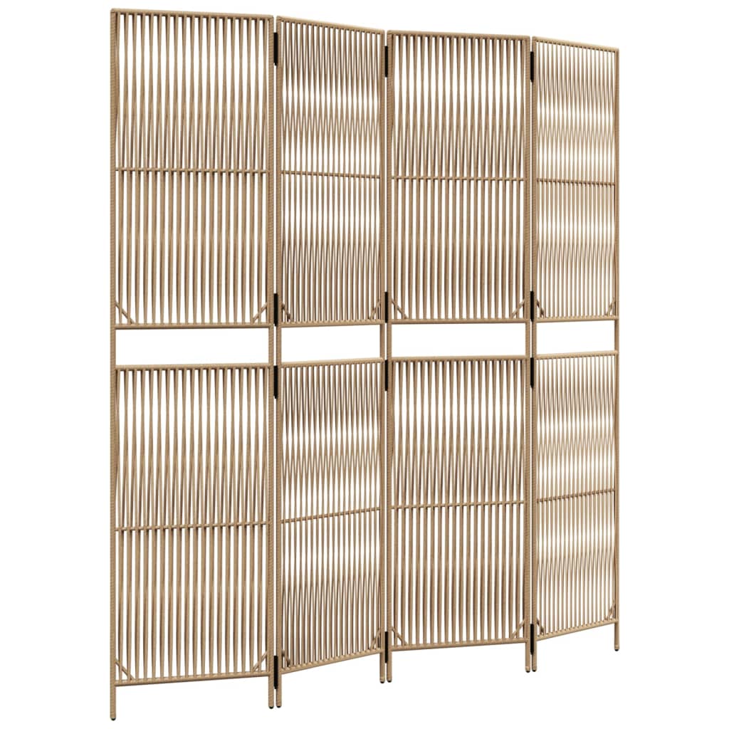 Paravent 4-tlg. Beige Poly Rattan