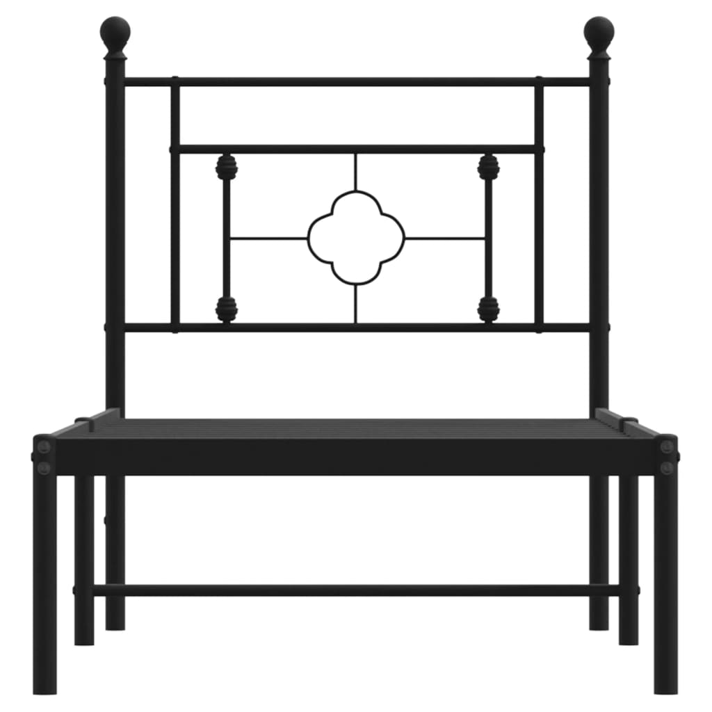 Bettgestell mit Kopfteil Metall Schwarz 75x190 cm