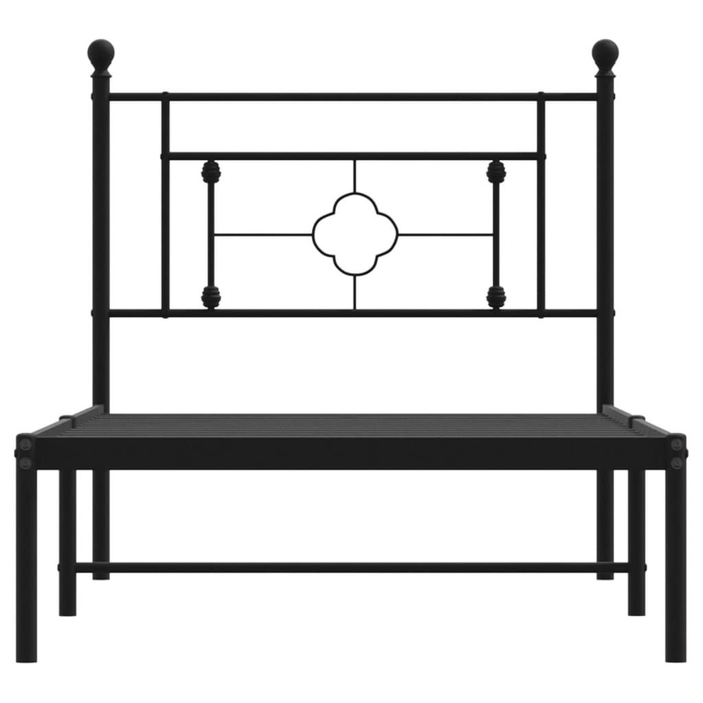 Bettgestell mit Kopfteil Metall Schwarz 90x190 cm