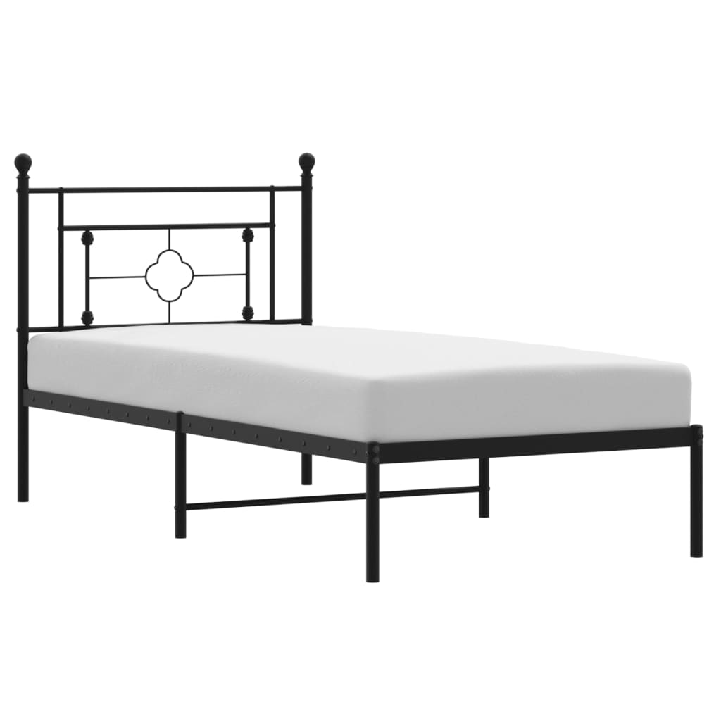 Bettgestell mit Kopfteil Metall Schwarz 90x200 cm