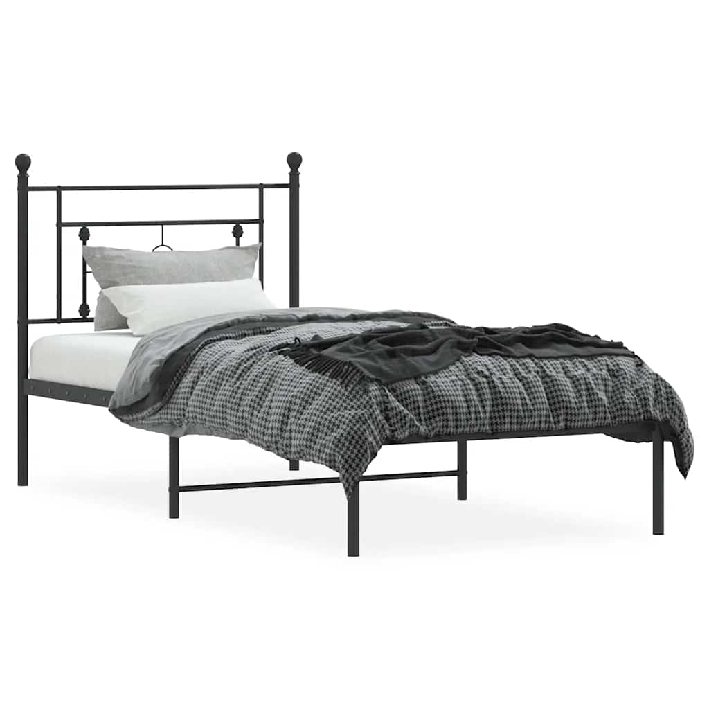 Bettgestell mit Kopfteil Metall Schwarz 100x200 cm