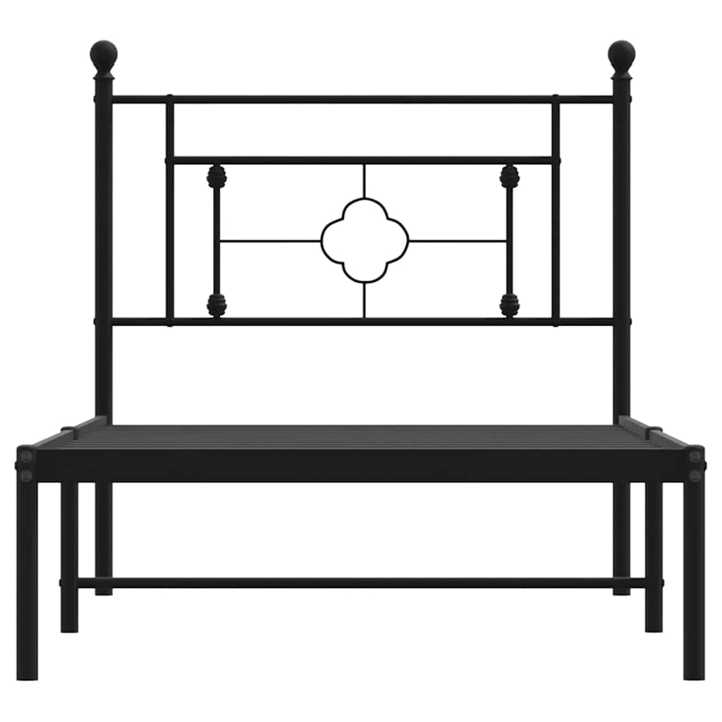 Bettgestell mit Kopfteil Metall Schwarz 100x200 cm