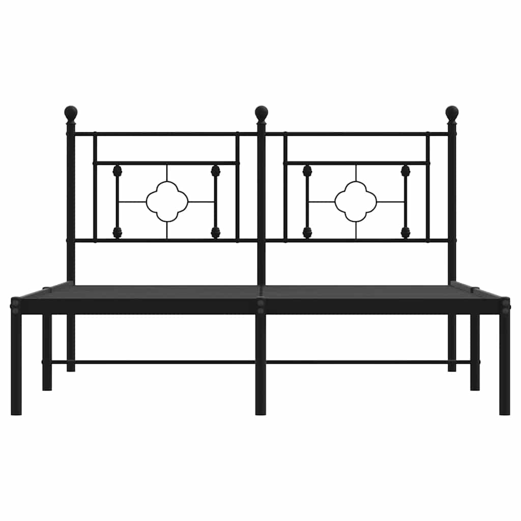 Bettgestell mit Kopfteil Metall Schwarz 140x200 cm